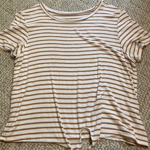 American Eagle Yellow Stripped Short Sleeve With Cute Knot
